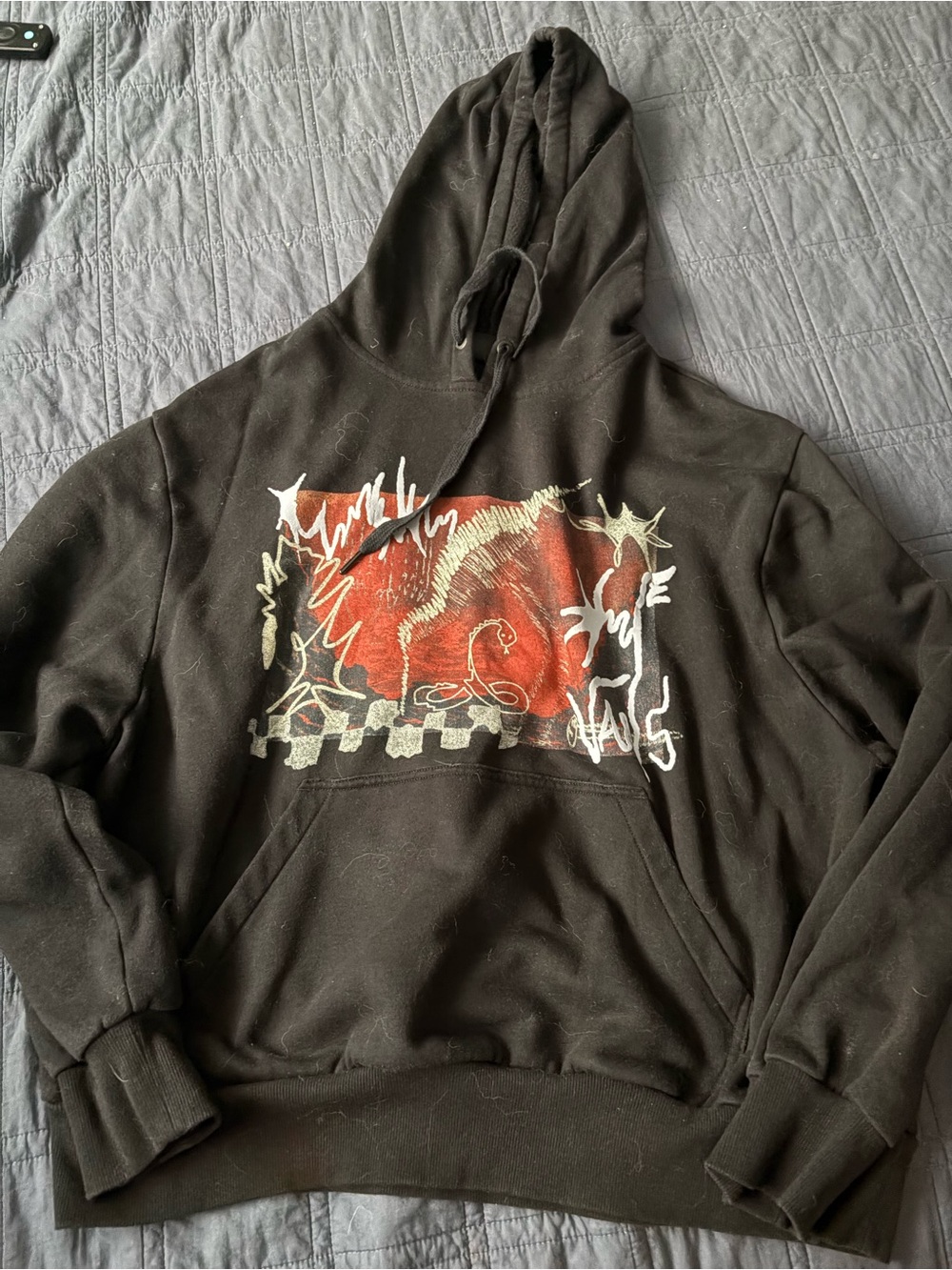 Vans black Graphic Hoodie Sweatshirt with Red Print no signs of wear.